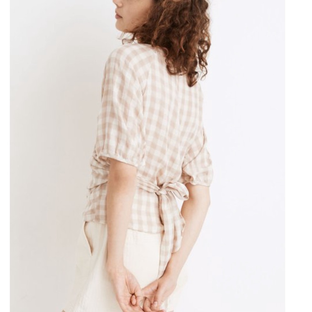 Madewell Cross Hatch Plaid Gingham Sweetheart Top - Picture 4 of 5